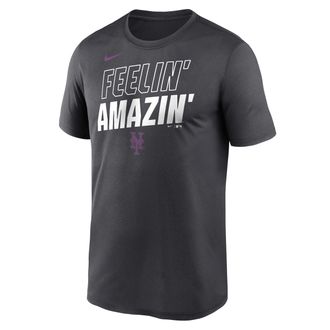 Nike New York Mets City Connect Team Phrase Script Nike Mens Dri-FIT MLB T-Shirt in Grey | NKGK06FNME-TG9