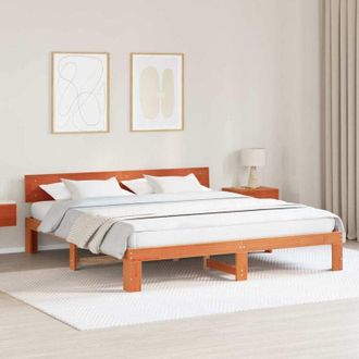 vidaXL Estructura De Cama Marr&oacute;n 200 X 200 Cm Madera Maciza De Pino Vidaxl
