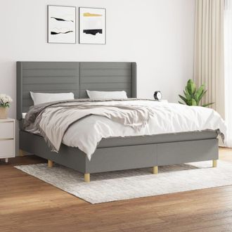 vidaXL Cama Box Spring Con Colch&oacute;n Tela Gris Oscuro 180x200 Cm Vidaxl
