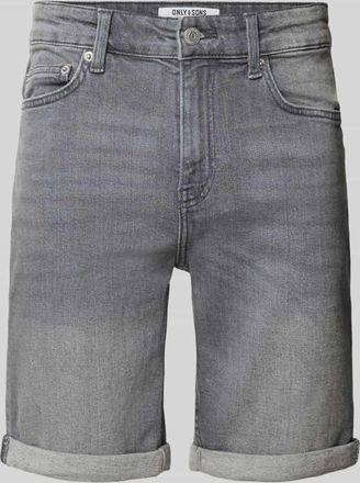 Only & Sons Regular Fit Jeansshorts aus Baumwoll-Mix Modell PLY in Mittelgrau, Gr&ouml;&szlig;e XXL