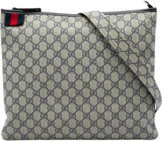 Gucci Pre-owned Vintage Canvas Crossbody Bag - Dames - Vintage Schoudertas - Beige - ONE Size - Leer - Vintage