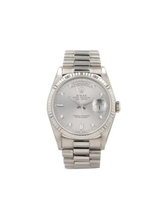 Rolex 1991 Day-Date 36mm - unisex - White Gold/Diamond - One Size - Silver