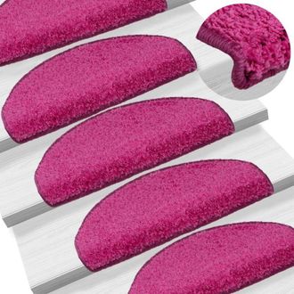 vidaXL Vidaxl - Tappetini per scale 15 pz 65x21x4 cm rosa semicircolari grandi