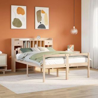 vidaXL Cama Con Estanter&iacute;a Sin Colch&oacute;n Madera Maciza De Pino 140x200cm Vidaxl