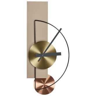 Beliani Reloj De Pared Decoraci&oacute;n Colgante 31 X 63 Cm Dise&ntilde;o Moderno Con P&eacute;ndulo Decorativo Sin N&uacute;meros Acero Beige Cevins