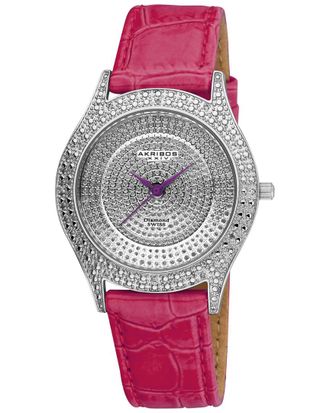 Akribos XXIV Akribos Xxiv Womens Leather Diamond Watch