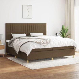vidaXL Vidaxl - Cama Box Spring Con Colch&oacute;n Tela Marr&oacute;n Oscuro 200x200 Cm