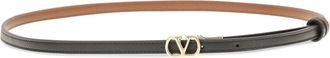 Valentino Garavani Womens Reversible Vlogo Signature Glossy Calfskin Belt Nero-Deep Caramel Calf Leather Bos Taurus E Braces Nero/deep