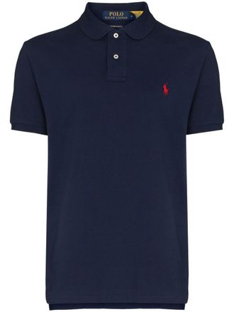 Polo Ralph Lauren Blue Polo Shirt In Cotton With Red Logo