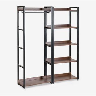 Sklum Sklum - Armario Modular Abierto De 2 Piezas Con Perchero Y Estanter&iacute;a En Acero Y Madera Ariaster