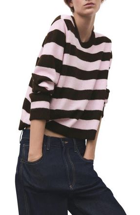 Mango Stripe Crewneck Sweater in Pink at Nordstrom, Size X-Small