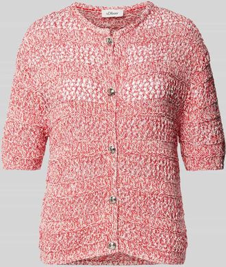 s.Oliver Red Label Regular Fit Strickjacke aus Ajour-Strick in Rot, Gr&ouml;&szlig;e 34