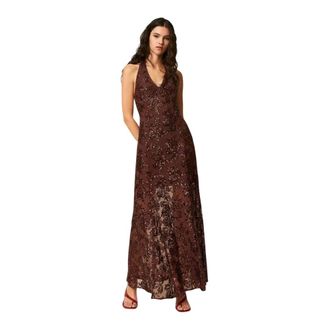 Twinset Dames, Jurken, Bruin, Maat: L Leer