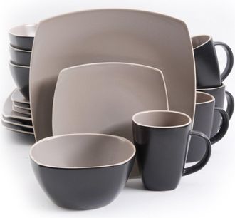 Gibson Home Matte 16-Piece Dinnerware Set, Taupe