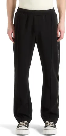 Mani&egrave;re De Voir Gael Contrast Whipstitch Relaxed Track Pants in Black at Nordstrom, Size X-Small