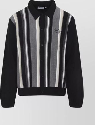Carhartt Work in Progress striped cardigan collared design