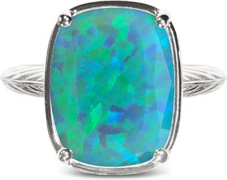Sterling Forever Sterling Silver Green Opal Elongated Cushion Ring