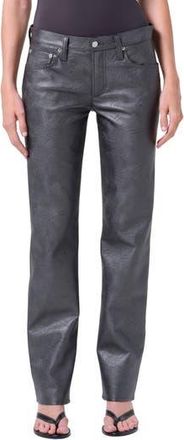 A Gold E Slim Fit Recycled Leather Pants in Gunmetal Black at Nordstrom Rack, Size 23