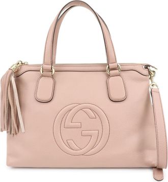 Gucci Soho Convertible Soft Top Handle Leather Pink Leather Handbag (Pre-Owned)