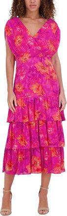 Kensie Printed Burnout Woven Midi Dress