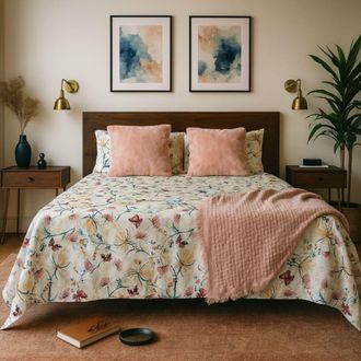 Alo Home Juego de S&aacute;banas 4 piezas 100% Algod&oacute;n Blancas Mariposas Cama150 cm