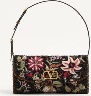 Valentino Garavani Valentino Garavani DeVain Embroidered Small Shoulder Bag Wo