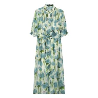 Luisa Cerano Ramie Jurk met Bloemenprint - Dames - Shirt Kleedjes - Veelkleurig - S - Kleedjes