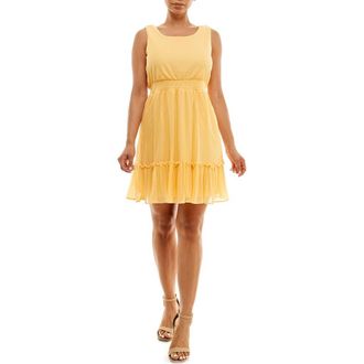 Nina Leonard Smocked Waist Dress in Yellow at Nordstrom Rack, Size X-Large