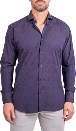 Maceoo Einstein Ascension Contemporary Fit Button-Up Shirt in Blue at Nordstrom, Size 5