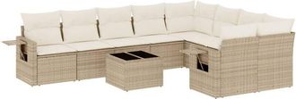 vidaXL Juego De Sof&aacute;s Jard&iacute;n Con Cojines Beige 10 Pzas Rat&aacute;n Sint&eacute;tico Vidaxl