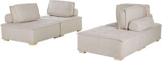 Beliani Beliani - Divano Modulare 4 Posti In Poliestere E Tessuto Beige Tibro