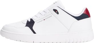 Tommy Hilfiger Mens Leather Basketball Trainers, White (White), 10.5