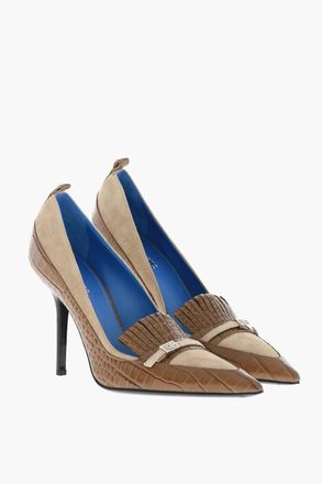 Dsquared2 Croc-Effect Leather Pumps GRANNYS BUNCH with Suede Trims 10cm Heel Dsquared2