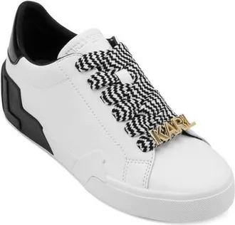 Karl Lagerfeld Melora Lace-Up Sneaker in Bright White/black at Nordstrom, Size 6.5