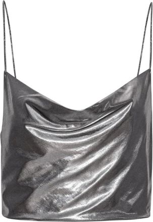 Rotate Rotate Birger Christensen, Tops, Dames, Grijs, L, Metallic Crop Top in Zilver