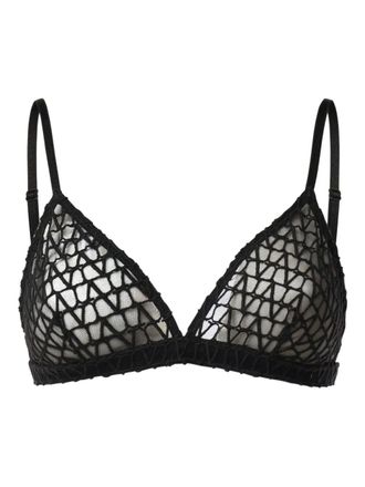 Valentino Garavani logo-pattern triangle bra - Black