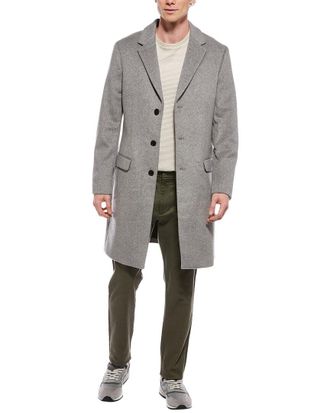 AllSaints Hal Suede-Trim Wool-Blend Coat