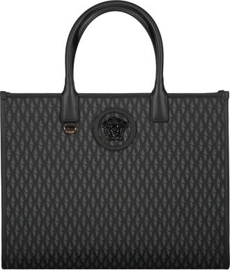 Versace La Medusa Grote Canvas Tote - Dames - Shoppers - Zwart - ONE Size - Katoen - Tassen