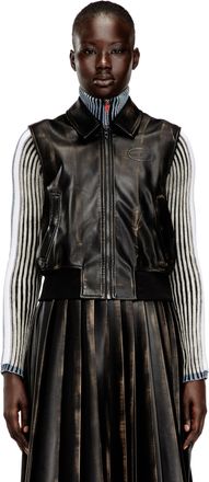 Diesel Bomber vest with distressed effect - Jackets - Woman - Brown