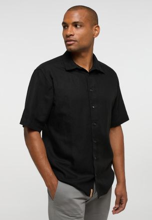 Eterna Kurzarmhemd ETERNA REGULAR FIT, Herren, Gr. M, US-Gr&ouml;ssen, schwarz, 32% cotton, 54% Leinen, 14% Lyocell, normal, Hemden Kurzarmhemd, EASY IRON (b&uuml;gell