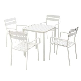 Oviala Mesa cuadrada de terraza (70 x 70cm) y 4 sillones blancos