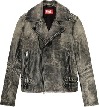 Diesel Giacca biker L-Eon - Heren - Spijkerjassen - Zwart - S - Leer - Jassen