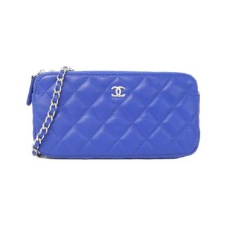 Chanel Blue Leather Chain/Shoulder Wallet (Pre-Owned)