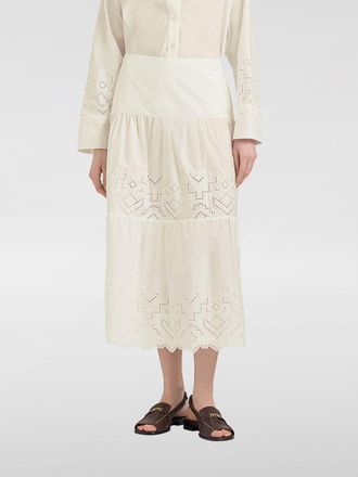 Momoni Gonna midi a ruota in cotone con inserti in pizzo