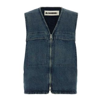 Jil Sander Vests, male, Blue, Size: L Denim Padded Vest