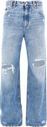 Dolce & Gabbana Wide-Leg Distressed Jeans - Heren - Jeans - Blauw - Maat: M Katoen