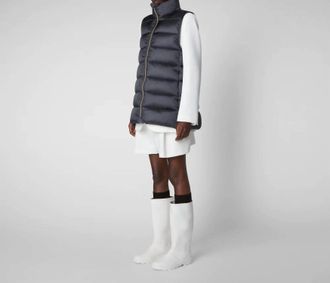 Save The Duck Coral Puffer Vest In Ebony Grey