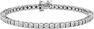 House of Brilliance 925 Sterling Silver 1.0 Cttw Miracle-Set Diamond Round Faceted Bezel Tennis Bracelet (I-J Color, I3 Clarity) - 10