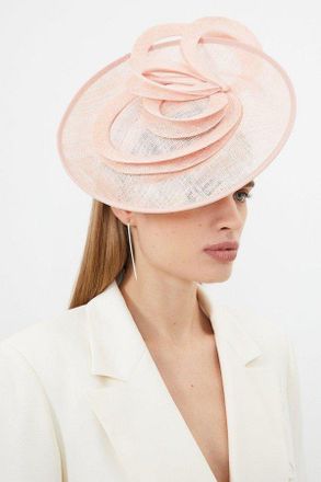 Karen Millen Womens Asymmetric Disc Headband Fascinator - Pink Straw - One Size