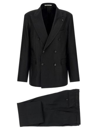 Tagliatore Black Linen Two-Piece Mens Suit